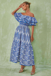 Tulum – Schulterfreies Kleid mit Lochstickerei